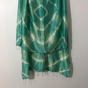 Raw silk green tie dye shawl